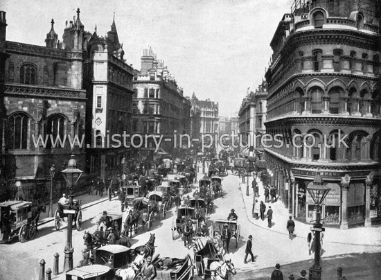 Queen Victoria Street (Mansion House End, London. c.1890's